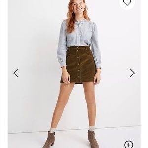 Corduroy A-Line Snap Mini Skirt